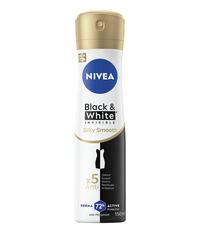 NIVEA DEO 150ML LDS BLK&W SILKY SMOOTH