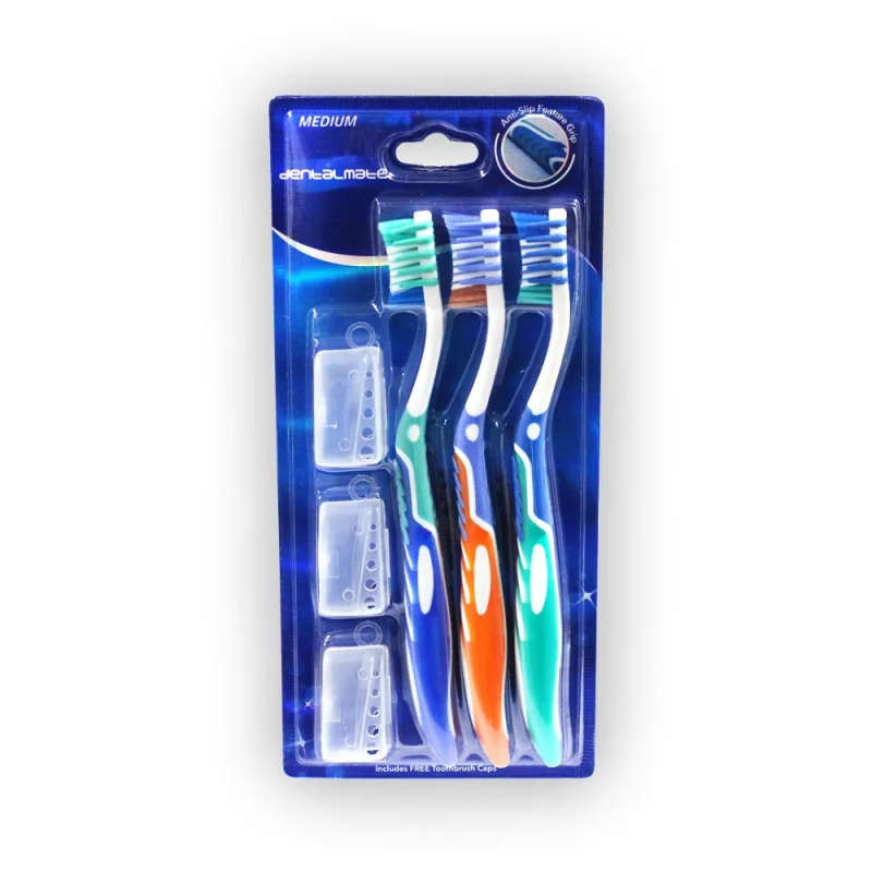DENTALMATE TBRUSH TRIP ACTION W/CAP 3PC