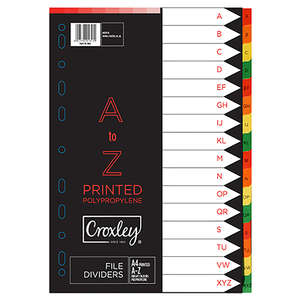 CROXLEY INDICES PRINTED  A-Z DIVIDER SET