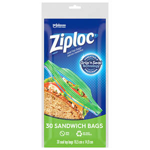 ZIPLOC POUCH SANDWICH BAGS 30 BAGS
