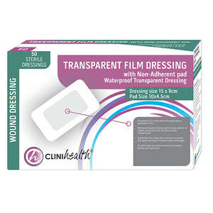 DRESS TRANSP FILM & PAD CLINI 15X9CM 50~