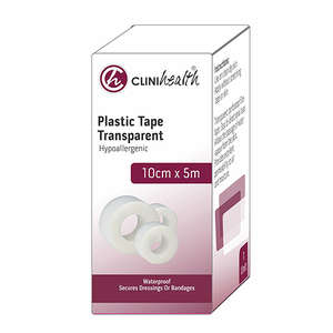 TAPE PLASTIC TRANSPARENT CLINI 10CMX5M