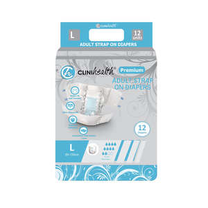 ADULT DIAPERS PREMIUM STRAP-ON LARGE 12~