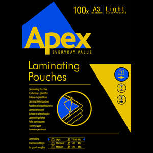 LAMINATING POUCH A3 FELLOWES 75MIC 100~
