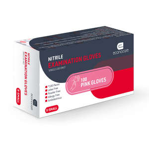 GLOVE EXAM PINK NITRILE ECONOCAR XS 100~