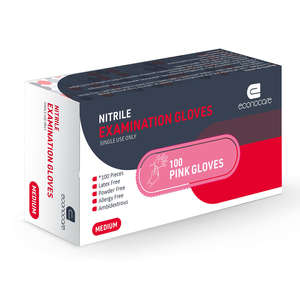 GLOVE EXAM PINK NITRILE ECONOCARE M 100~