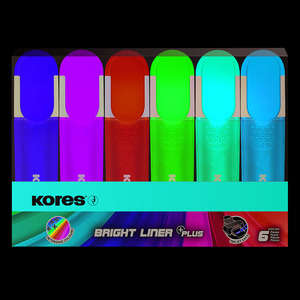 KORES BRIGHTLINER PLUS CHISEL TIP NEON 6