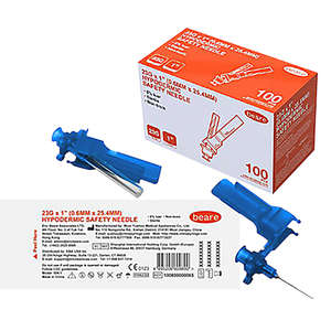 NEEDL SAFETY HYPOD 23GX25.4MM BEARE 100~