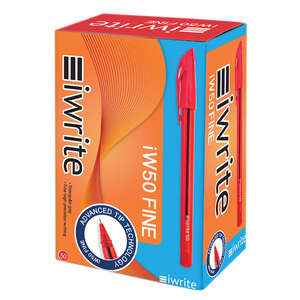 IWRITE BALLPOINT PEN FINE RED 50's