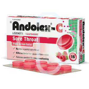 ANDOLEX-C 16 RASPBERRY LOZENGES