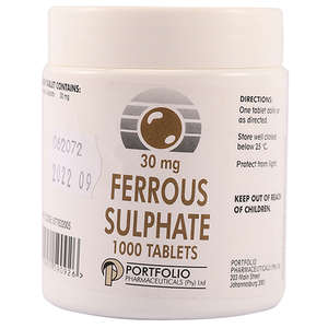 FERROUS SULPH  30MG 1000 TABS PORTFOLIO