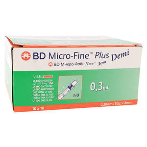 BD MICROFINE+ U100 0.3ml 30G 8mm 100~