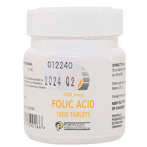 FOLIC ACID 0.5MG 1000 TABLETS PORTFOLIO