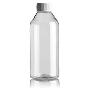 PLAS BOTTLE 200ML ROUND CLEAR SCREW 100