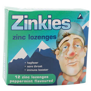ZINKIES PEPPERMINT 12 LOZENGES