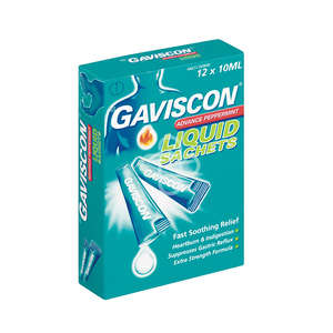 GAVISCON LIQUID 10ML X 12 SACHETS ~