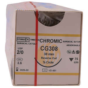 SUT CHROMIC 2/0 30MM RC 75CM CG308 12~