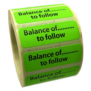 LABEL -BALANCE TO FOLLOW- DAYGLO 1000s