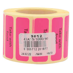 LABEL -TAKE WITH FOOD- DAYGLO 1000