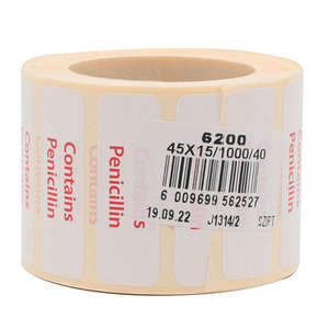LABEL -CONTAINS PENICILLIN- DAYGLO 1000s