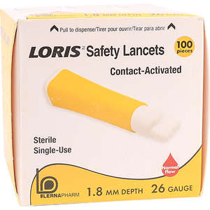LANCET SAFETY LORIS YELLOW 100 1.8MMX26G