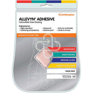 ALLEVYN ADHESIVE FOAM 125MMX125MM 2s