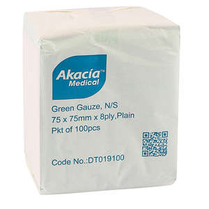GAUZE 75X75X8PLY N/S GREEN AKACIA 100s