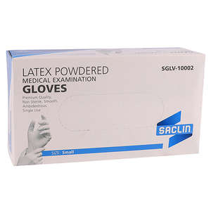 GLOVE EXAM LATEX PWD SACLIN SMALL 100~