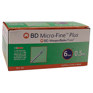 BD MICRO-FINE SYRI 0.5ML 31GX6MM 100~
