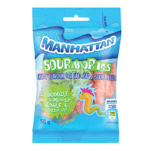 MANHATTAN CANDY MINI SOUR WORMS 50G