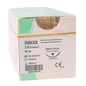 SUT TRULON NYLON 2/0 45CM RC3/8 26MM 12~