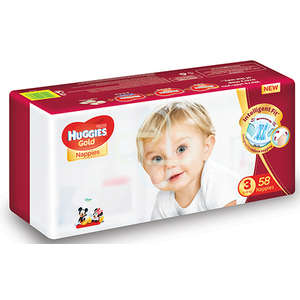 HUGGIES GOLD NAPPIES SIZE 3 VP 58