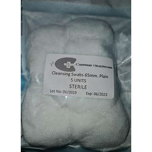 CLEANSING SWABS 65MM PLAIN STERILE 5'S~