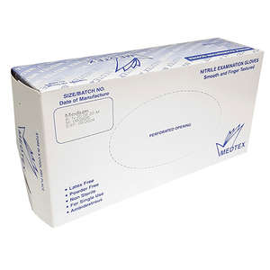 GLOVE EXAM NITRILE P/F MED MEDTEX 100~