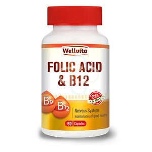 WELLVITA FOLIC ACID & B12 CAPSULES 60