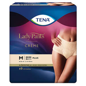 TENA LADY PANTS PLUS CREME MEDIUM 9's