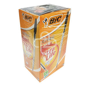 PEN BIC CRYSTAL MED BLACK BX 60'S