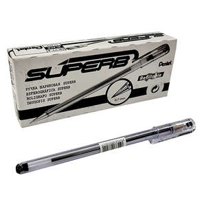 SUPERB REFILLABLE FINE BLACK PEN 12'S