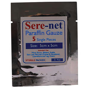PARAFFIN GAUZE 5X5CM SERE-NET 5'S