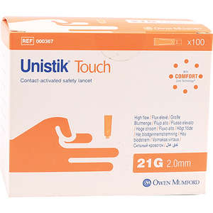 LANCET UNISTIK SAFETY TOUCH 21G 100's