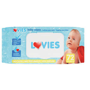 LOVIES WET WIPES UNSCENTED 72