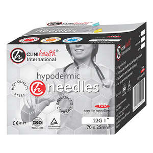 NEEDLE 22Gx25MM CLINIHEALTH BLACK 100~