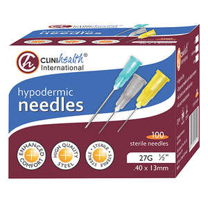 NEEDLE 27GX13MM CLINIHEALTH GREY 100~