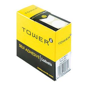 TOWER WHITE ROLL LABELS 19MM ROUND