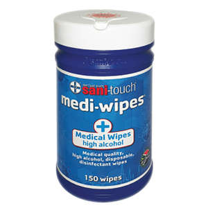 MEDIWIPE CANISTER 80% ALC SANITOUCH 150