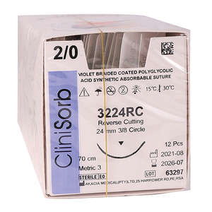 SUT PGA 2/0 CLINISORB 24MM RC 70CM 12~