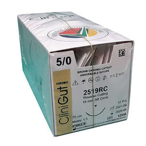 SUT CHROMIC 5/0 CLINIGU 19MM RC 75CM 12~