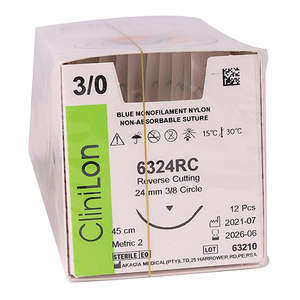 SUT NYLON CLINILON 3/0 24MM RC 45CM 12~