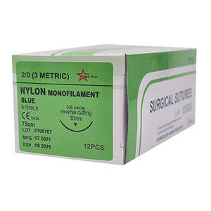 SUT NYLON 2/0 MEDISTAR 30MM RC 75CM 12~