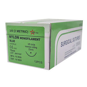 SUT NYLON 3/0 MEDISTAR 25MM RC 75CM 12~